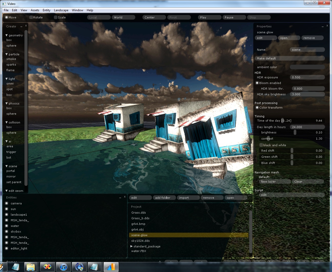 Water with reflection and refraction in the Glow engine