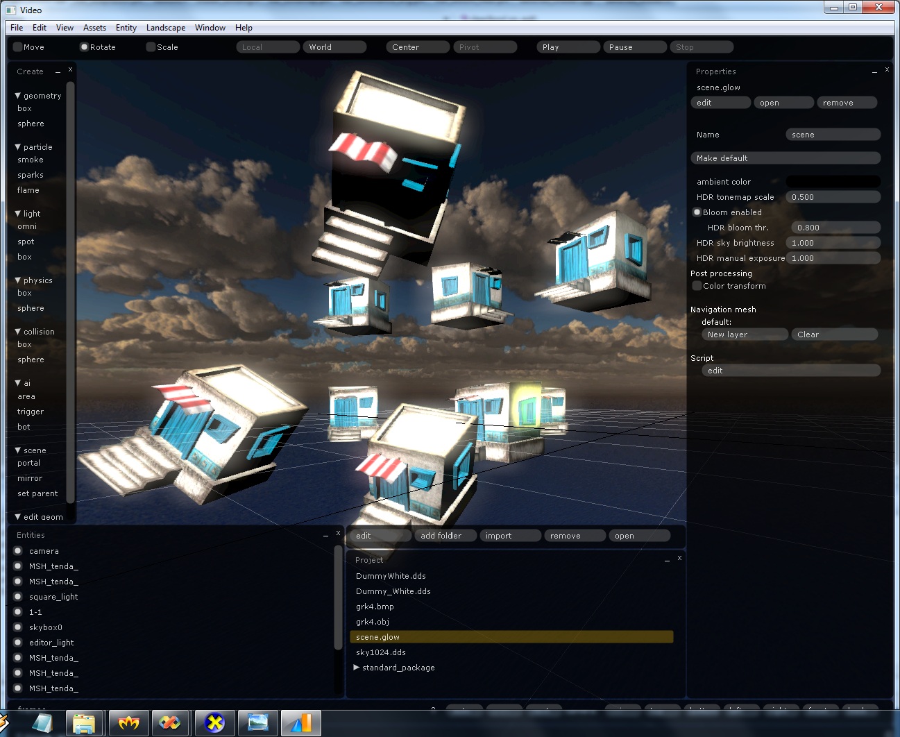 Sky with atmospheric scattering rendered with HDR in the Glow engine