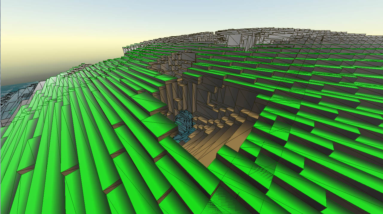 Voxel terrain built with the new optimised mesh generation